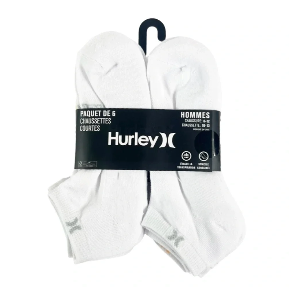 Hurley 6 Pairs Low Cut Cushioned Sole Socks NEW